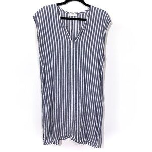 CP Shades 100% Linen Blue White Stripe Dress XS
